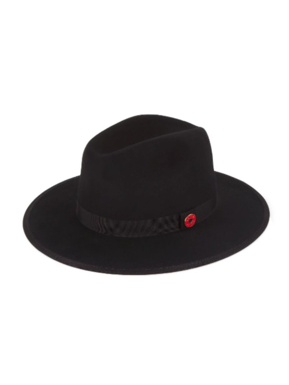 NIB Saks Fifth Avenue Keith & James Queen Wool Fedora Hat Red Logo Black $580.00